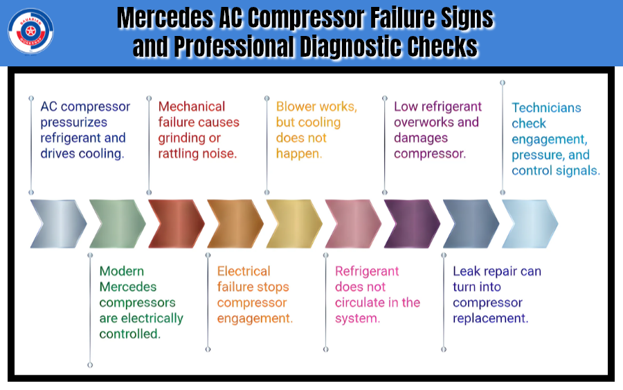 Mercedes AC Compressor Failure Signs and Professional Diagnostic Checks
