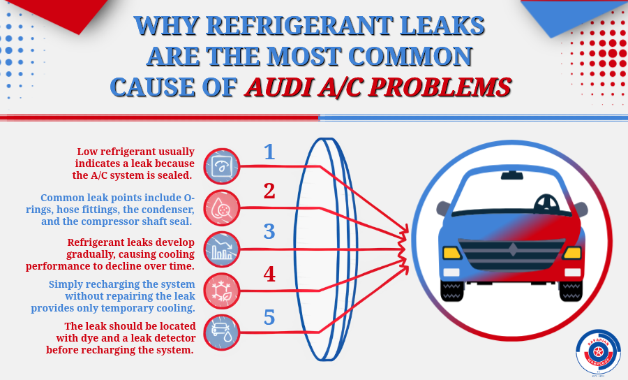 Why Refrigerant Leaks Are the Most Common Cause of Audi AC Problems