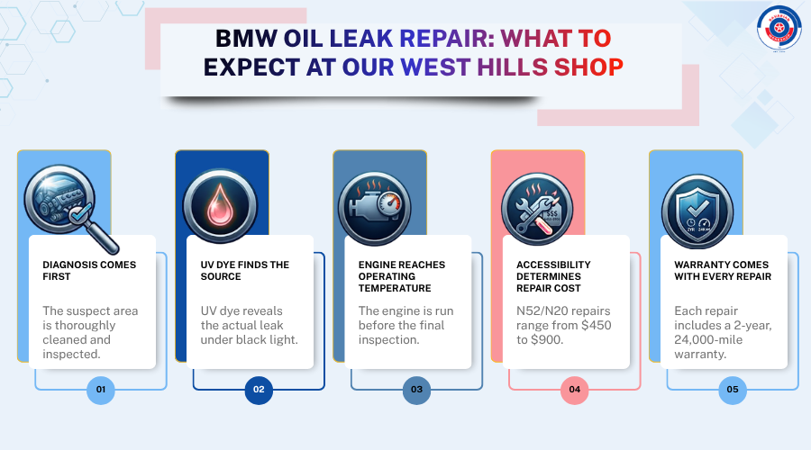 BMW Oil Leak Repair What to Expect at Our West Hills Shop
